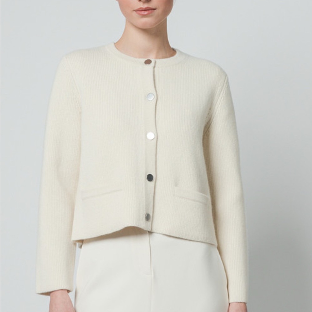 Theory Cream Button-Up Cardigan